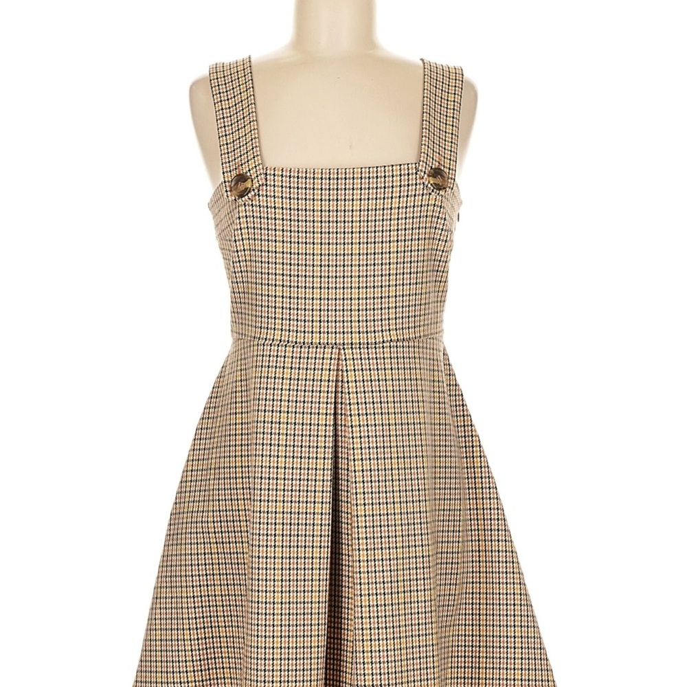 Zara Beige Checkered Mini Dress